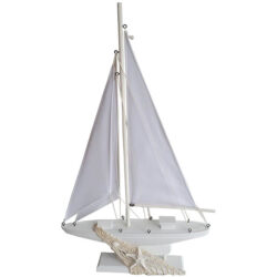 White Sailing Yacht on stand Large 53cm