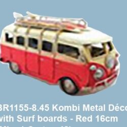 Kombi Metal Decor with LifeBuoy & Surf board - Red 16cm