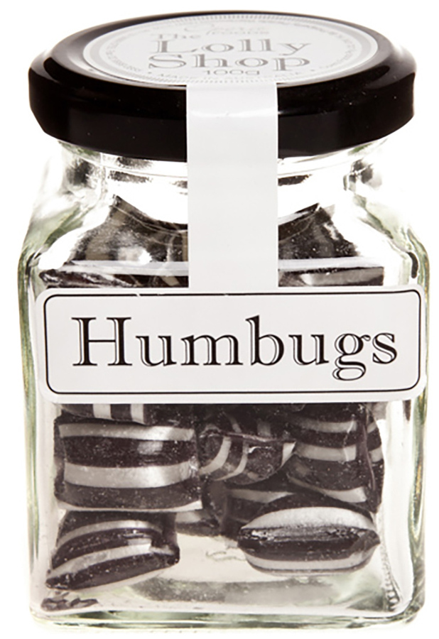 Humbugs Aniseed Boiled Lollies Rock Candy 100g Jars  - Packed In Boxes of 12